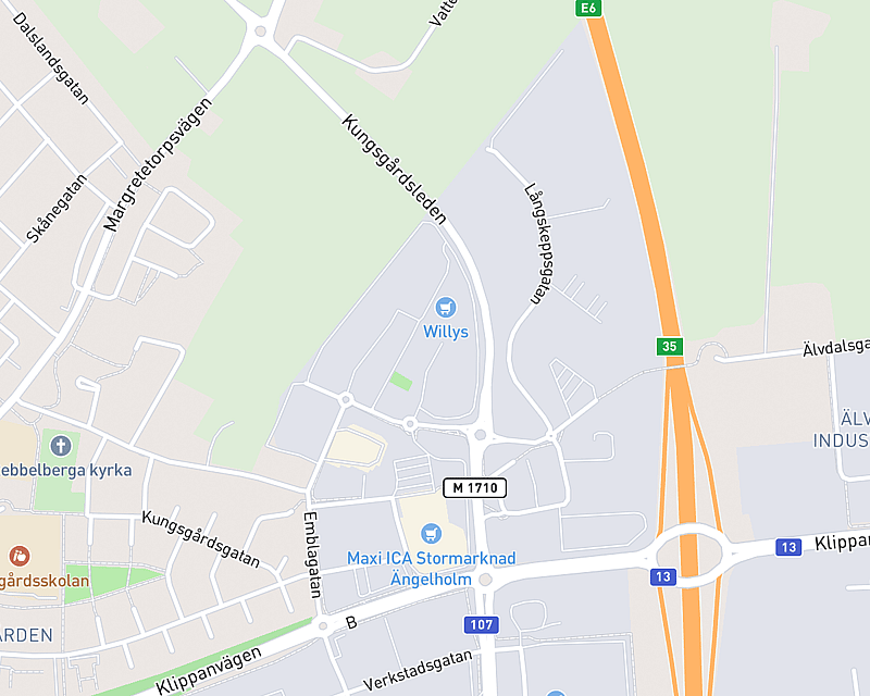 En karta som visar platsen för AniCura Veterinärhuset Ängelholm