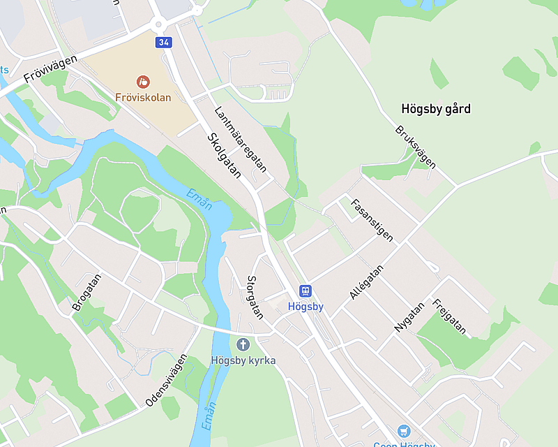 En karta som visar platsen för AniCura Högsby Djurklinik