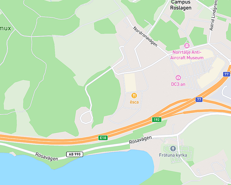 En karta som visar platsen för AniCura Roslagens Smådjursklinik