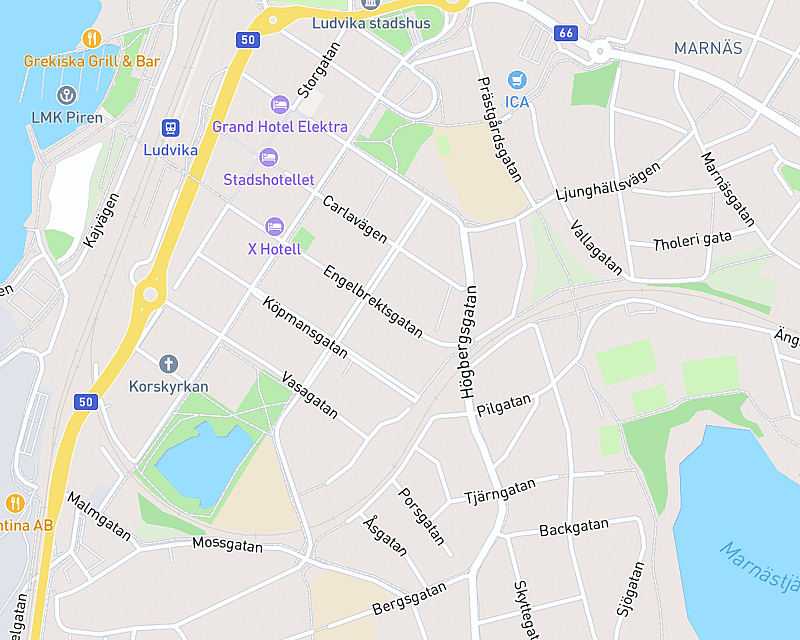 En karta som visar platsen för AniCura Ludvikakliniken